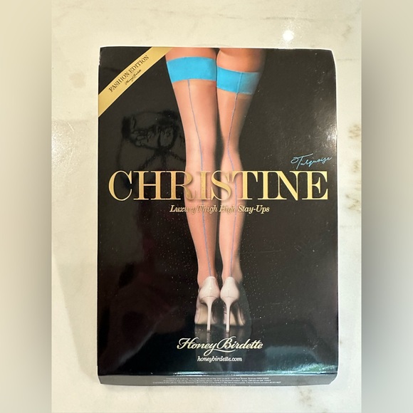 Honey Birdette Christine Turquoise Stockings Size S - Picture 2 of 2